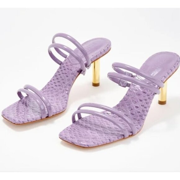 SCHUTZ Shoes - Schutz Leather Heeled Sandals Lover Mid In Orchid Purple Gold Size 11